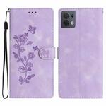 For OPPO Reno8 5G Flower Butterfly Embossing Pattern Leather Phone Case(Purple)