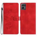 For OPPO Reno8 Pro 5G Flower Butterfly Embossing Pattern Leather Phone Case(Red)