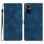 For OPPO Reno8 Lite 5G / Reno7 Z Flower Butterfly Embossing Pattern Leather Phone Case(Blue)