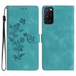 For OPPO A52 / A72 / A92 Flower Butterfly Embossing Pattern Leather Phone Case(Sky Blue)