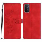 For OPPO A74 / A54 / A93 5G Flower Butterfly Embossing Pattern Leather Phone Case(Red)