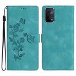 For OPPO A74 / A54 / A93 5G Flower Butterfly Embossing Pattern Leather Phone Case(Sky Blue)