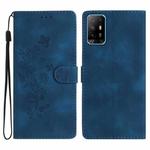 For OPPO A94 5G Flower Butterfly Embossing Pattern Leather Phone Case(Blue)