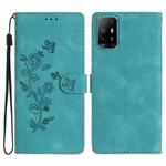 For OPPO A94 5G Flower Butterfly Embossing Pattern Leather Phone Case(Sky Blue)
