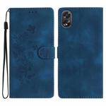For OPPO A18 Flower Butterfly Embossing Pattern Leather Phone Case(Blue)