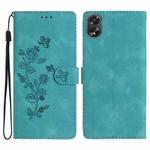 For OPPO A38 Flower Butterfly Embossing Pattern Leather Phone Case(Sky Blue)