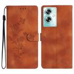 For OPPO A79 5G Flower Butterfly Embossing Pattern Leather Phone Case(Brown)