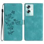 For OPPO A79 5G Flower Butterfly Embossing Pattern Leather Phone Case(Sky Blue)