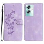 For OPPO A79 5G Flower Butterfly Embossing Pattern Leather Phone Case(Purple)