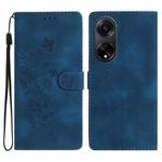 For OPPO A98 5G Flower Butterfly Embossing Pattern Leather Phone Case(Blue)