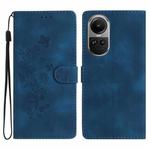For OPPO Reno10 5G / Reno10 Pro 5G Global Flower Butterfly Embossing Pattern Leather Phone Case(Blue)