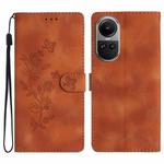 For OPPO Reno10 5G / Reno10 Pro 5G Global Flower Butterfly Embossing Pattern Leather Phone Case(Brown)