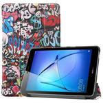 For Huawei MatePad T8 Coloured Drawing Pattern Horizontal Flip Leather Case with Three-folding Holder(Graffiti)