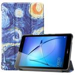 For Huawei MatePad T8 Coloured Drawing Pattern Horizontal Flip Leather Case with Three-folding Holder(Starry Sky)