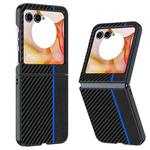 For Motorola Razr 50 Ultra-thin Carbon Fiber Texture Printing Phone Case(Black Blue)