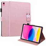 For iPad 10th Gen 10.9 2022 Cartoon Buckle Leather Smart Tablet Case(Rose Gold)