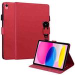 For iPad 10th Gen 10.9 2022 Cartoon Buckle Leather Smart Tablet Case(Red)