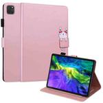 For iPad Pro 11 2022 / 2021 / 2020 Cartoon Buckle Leather Smart Tablet Case(Rose Gold)