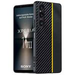 For Sony Xperia 1 VII Ultra-thin Carbon Fiber Texture Printing Phone Case(Black Yellow)