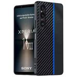 For Sony Xperia 1 VII Ultra-thin Carbon Fiber Texture Printing Phone Case(Black Blue)