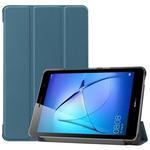 For Huawei MatePad T8 Custer Texture Horizontal Flip Leather Case with Three-folding Holder(Blackish Green)