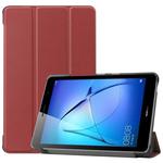 For Huawei MatePad T8 Custer Texture Horizontal Flip Leather Case with Three-folding Holder(Wine Red)