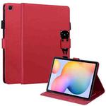 For Samsung Galaxy Tab S6 Lite Cartoon Buckle Leather Tablet Case(Red)