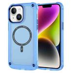 For iPhone 14 Plus Skin Feel TPU + PC MagSafe Magnetic Phone Case(Transparent Blue)