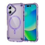 For iPhone 16 Skin Feel TPU + PC MagSafe Magnetic Phone Case(Transparent Purple)