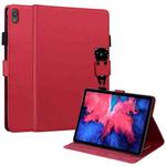 For Lenovo Tab P11 Cartoon Buckle Leather Tablet Case(Red)