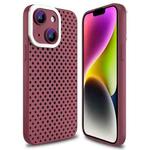 For iPhone 14 Plus Hollow Heat Dissipation TPU Phone Case(Rose Red)