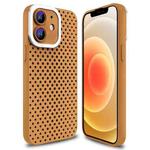 For iPhone 12 Hollow Heat Dissipation TPU Phone Case(Brown)