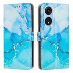 For OPPO A1 5G/A98/F23 5G Painted Marble Pattern Leather Phone Case(Blue Green)