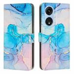 For OPPO A1 5G/A98/F23 5G Painted Marble Pattern Leather Phone Case(Pink Green)