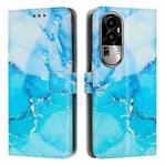 For OPPO Reno10 Pro+ Painted Marble Pattern Leather Phone Case(Blue Green)
