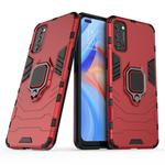 For OPPO Reno4 PC + TPU Anti-fall Protective Case with Ring Holder(Red)