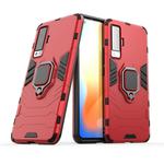 For vivo X50 PC + TPU Anti-fall Protective Case with Ring Holder(Red)