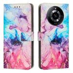 For Realme 11 Painted Marble Pattern Leather Phone Case(Pink Purple)