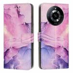 For Realme 11 Painted Marble Pattern Leather Phone Case(Purple)