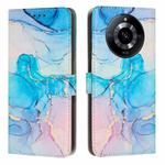 For Realme 11 Pro/11 Pro+ Painted Marble Pattern Leather Phone Case(Pink Green)