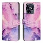 For Realme C53/Narzo N53 Painted Marble Pattern Leather Phone Case(Purple)