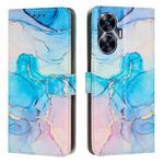 For Realme C55 Painted Marble Pattern Leather Phone Case(Pink Green)