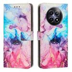 For Realme 12 5G / 13 5G Global Painted Marble Pattern Leather Phone Case(Pink Purple)