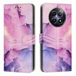 For Realme 12 5G / 13 5G Global Painted Marble Pattern Leather Phone Case(Purple)