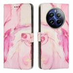 For Realme 12 Pro / 12 Pro+ Painted Marble Pattern Leather Phone Case(Rose Gold)