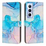 For Realme C65 4G Global Painted Marble Pattern Leather Phone Case(Pink Green)