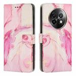 For Realme 13+ 5G Global Painted Marble Pattern Leather Phone Case(Rose Gold)