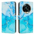 For Realme 13 Pro 5G Global / 13 Pro+ 5G Painted Marble Pattern Leather Phone Case(Blue Green)