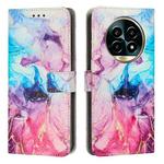 For Realme 13 Pro 5G Global / 13 Pro+ 5G Painted Marble Pattern Leather Phone Case(Pink Purple)