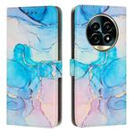 For Realme 13 Pro 5G Global / 13 Pro+ 5G Painted Marble Pattern Leather Phone Case(Pink Green)